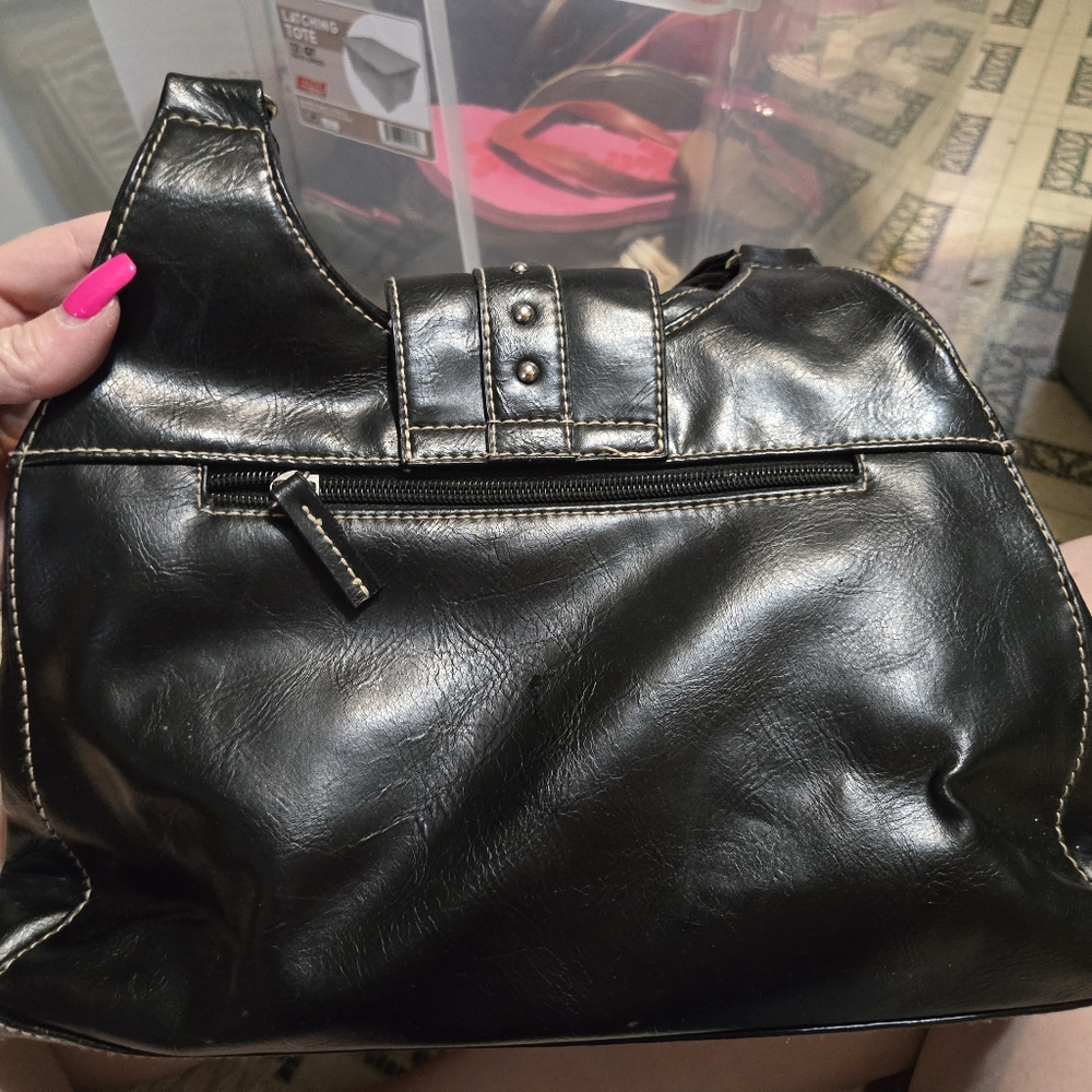 Black Studded Leather Handbag - Picture 2 of 5